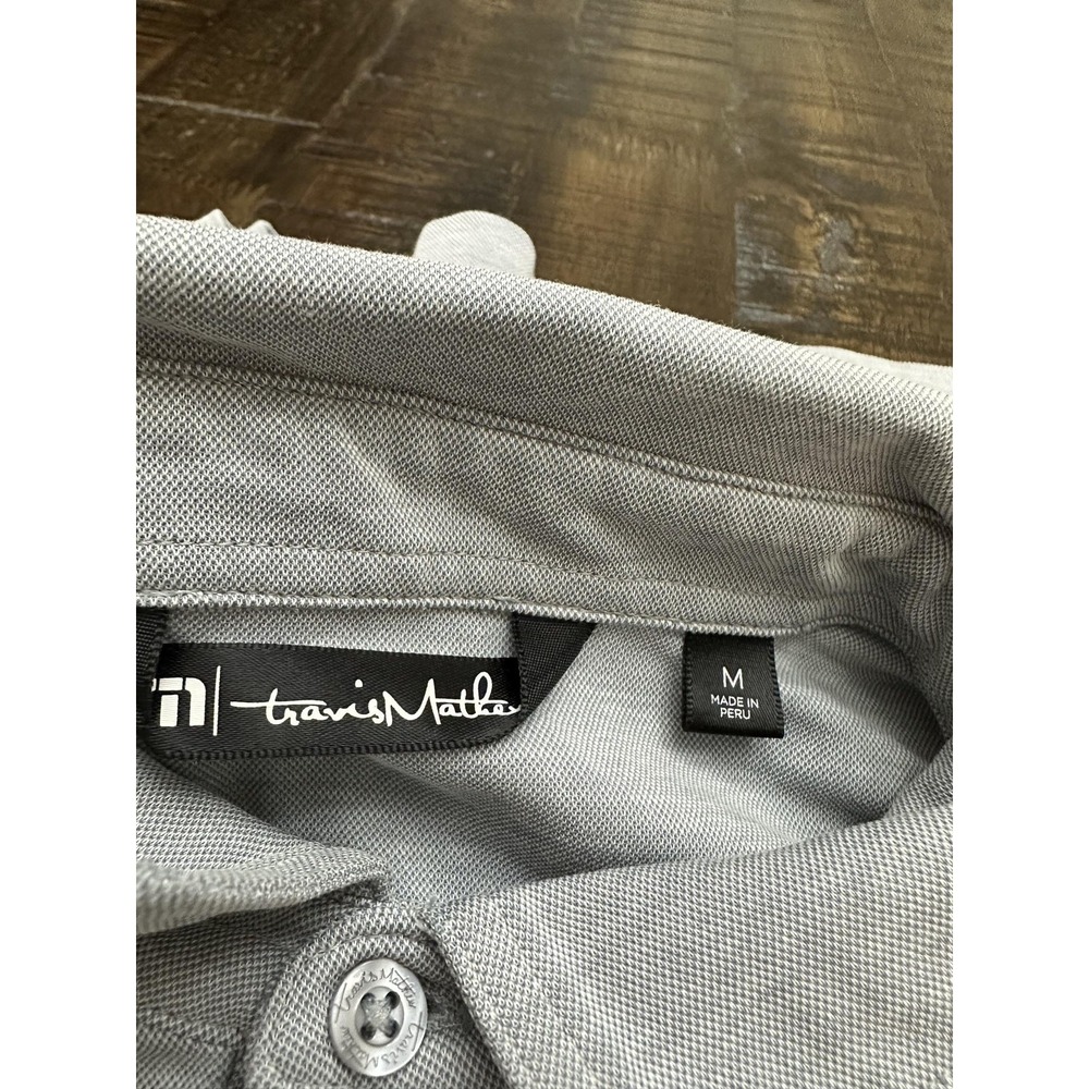 TravisMathew Polo Shirt Mens Medium Gray Stripe Pima Cotton Golf Performance - Picture 9 of 11